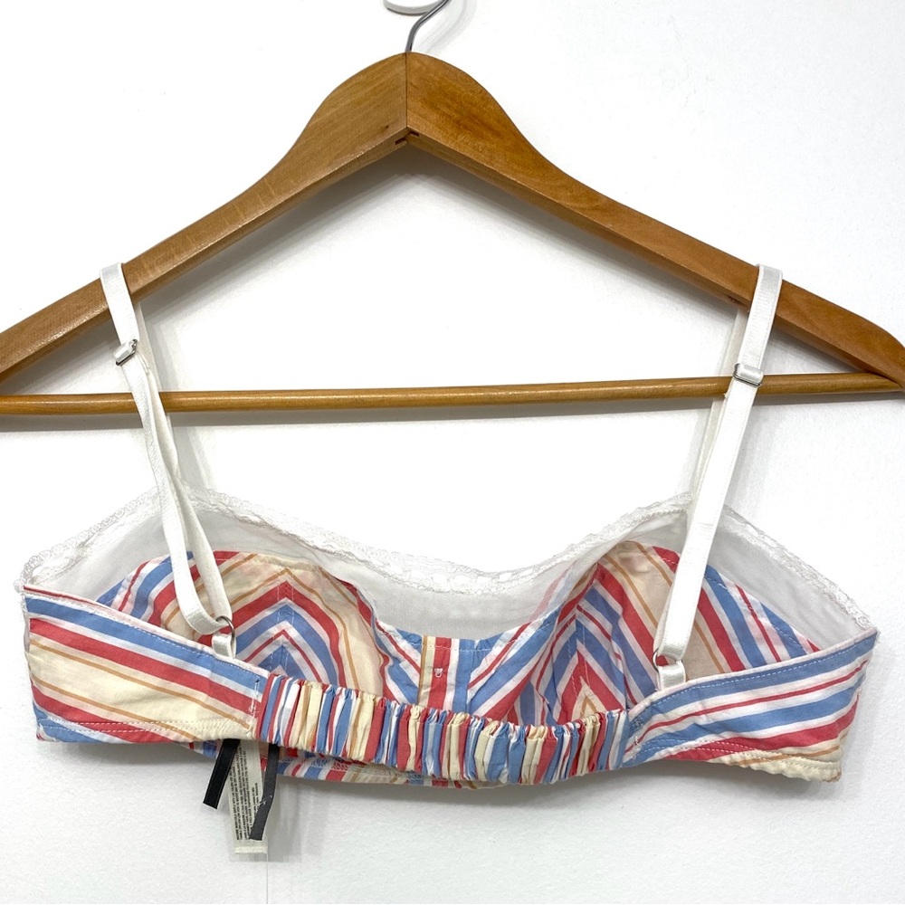 Anthropologie NWT Lace Trim Cotton Shelf Bralette Pink Stripe XS Lounge - Picture 4 of 12